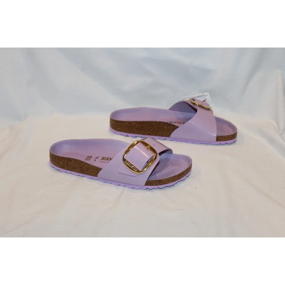 Birkenstock Women Madrid Big Buckle Leather High Shine Sandals Crocus EU 38 NAR